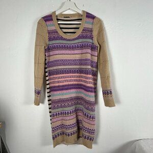 Sonia By Sonia Rykiel Womens Multicolor Knit Sweater Dress Long Sleeve Striped